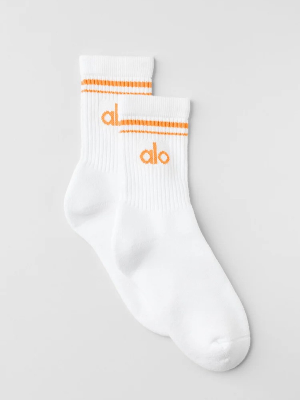 ALO Yoga Half Crew throwback Socks with Orange Stripe